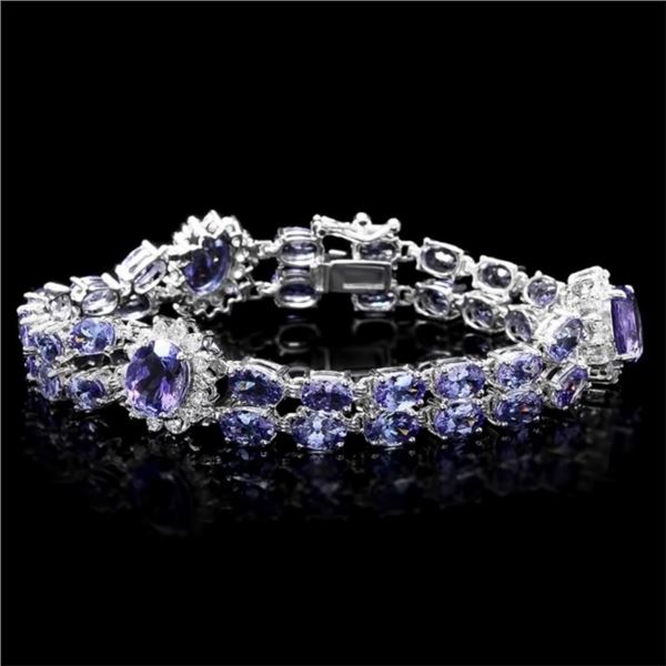 14k Gold 20.00ct Tanzanite & 1.50ct Diamond Bracel
