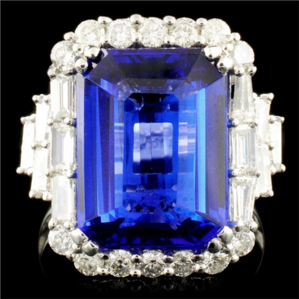 18K Gold 8.00ct Tanzanite & 1.30ctw Diamond Ring