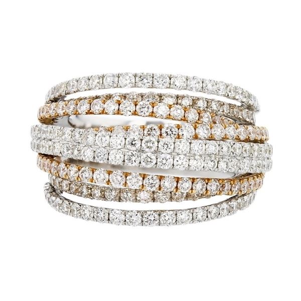 18K Two Tone Gold 3.45ctw Diamond Eternity Band Ri