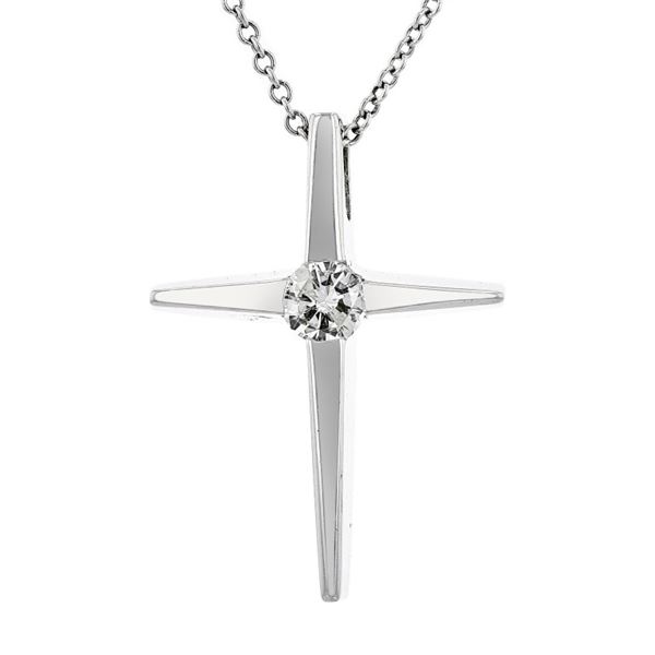 14K White Gold 0.15ctw Diamond Cross Pendant