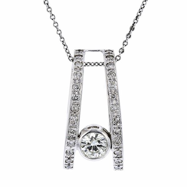 14K White Gold 0.80ctw Diamond Pendant