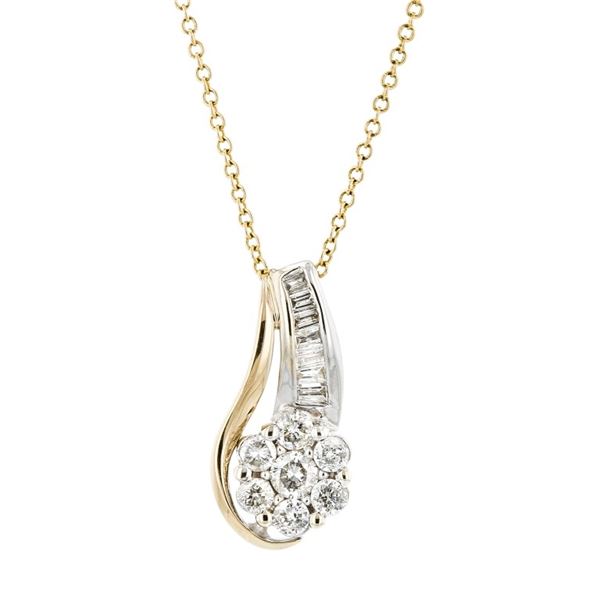 14K Two Tone Gold 0.35ctw Diamond Pendant