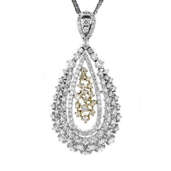 14K White Gold 2.75ctw Diamond Pear Drop Pendant