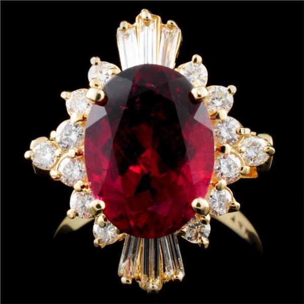 14K Gold 3.85ct Tourmaline & 0.70ctw Diamond Ring