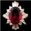Image 1 : 14K Gold 3.85ct Tourmaline & 0.70ctw Diamond Ring