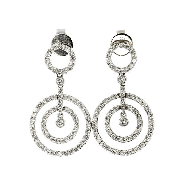 18K White Gold 2.10ctw Diamond Dangling Earrings