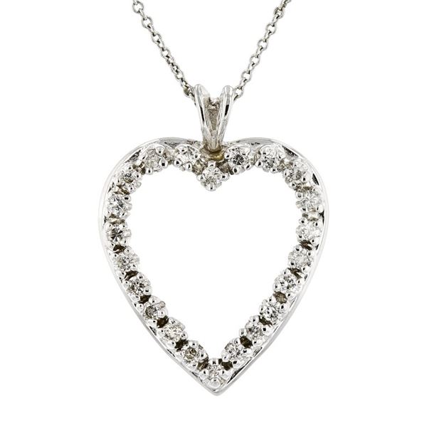 14K White Gold 0.30ctw Diamond Heart Pendant