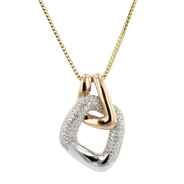 14K Two Tone Gold 1.65ctw Diamond Pendant