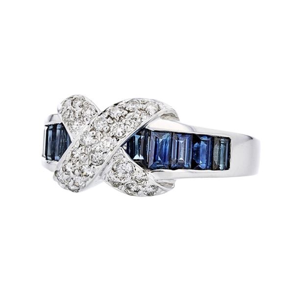 14K White Gold 1.30ctw Sapphire & 0.30ctw Diamond