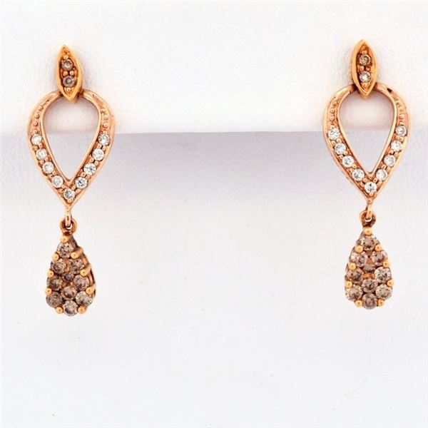 14K Rose Gold 0.65ct Diamond Drop Earrings