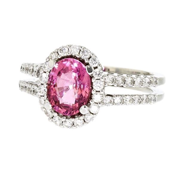 18K White Gold 1.30ct Pink Sapphire & 0.55ctw Diam