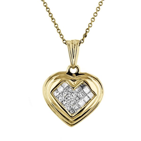 14K Yellow Gold 0.55ctw Princess Diamond Heart Pen