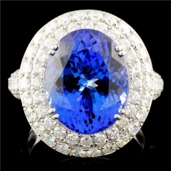 18K Gold 8.45ct Tanzanite & 2.20ctw Diamond Ring