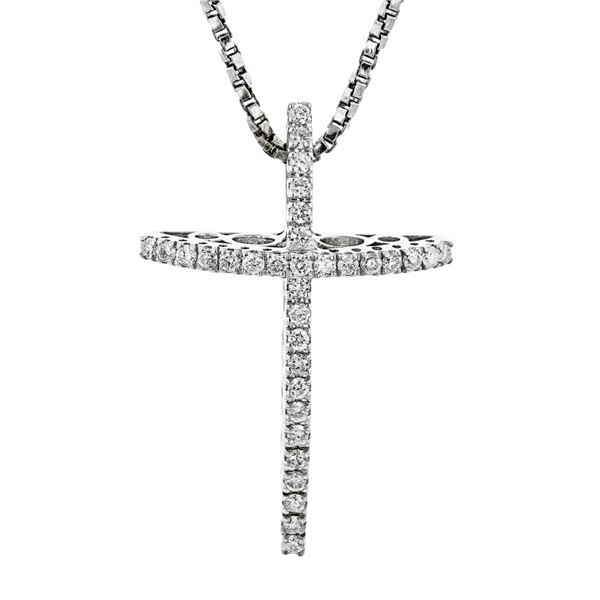 14K White Gold 0.50ctw Pave Diamond Cross Pendant