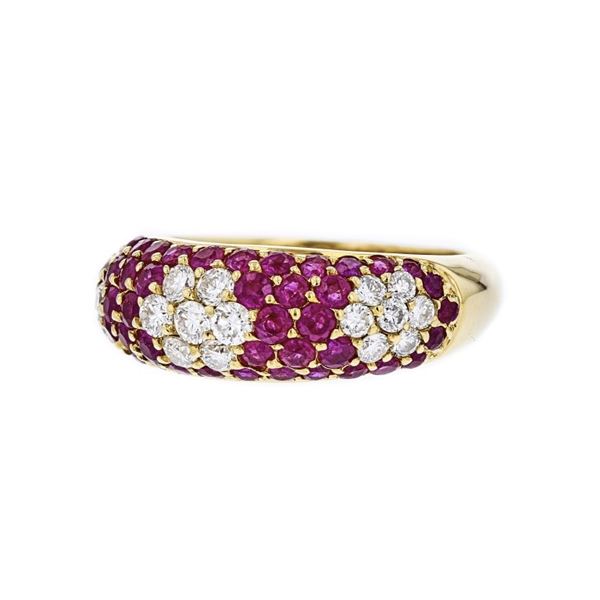 18K Yellow Gold 1.65ct Ruby & 0.50ctw Diamond Ring
