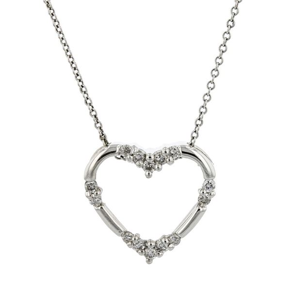 14K White Gold 0.25ctw Diamond Heart Pendant