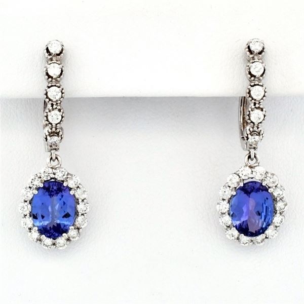 14K Gold 3.00ct Tanzanite & 1.15ct Diamond Earring