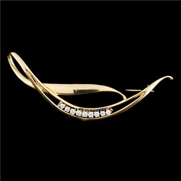 14K Gold 0.35ctw Diamond Brooch