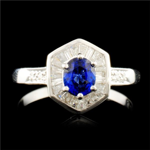 18K Gold 0.60ct Sapphire & 0.30ctw Diamond Ring