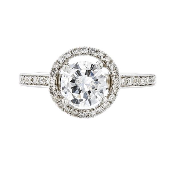 18K White Gold 1.10ctw Diamond Engagement Halo Rin