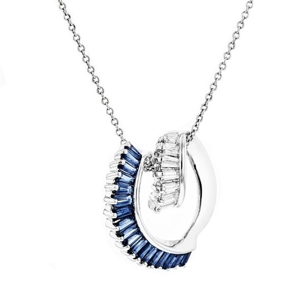 14K White Gold 1.45ct Sapphire & 0.25ctw Diamond P