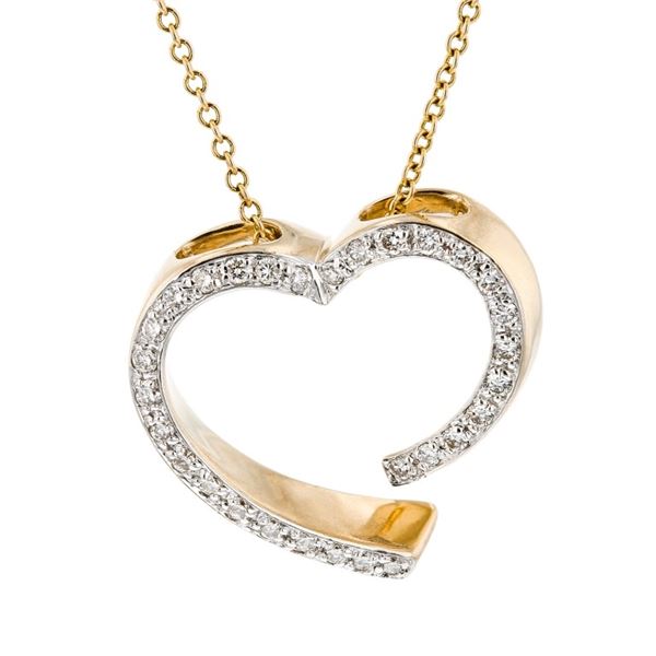 14K Yellow Gold 0.15ctw Diamond Heart Pendant