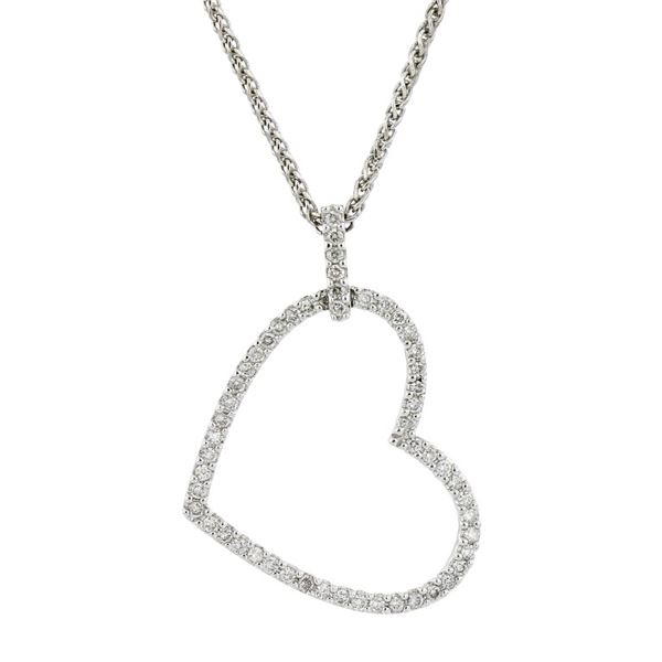 14K White Gold 0.65ctw Diamond Heart Necklace