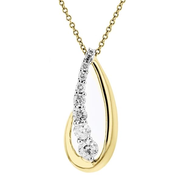 14K Yellow Gold 0.55ctw Diamond Drop Pendant