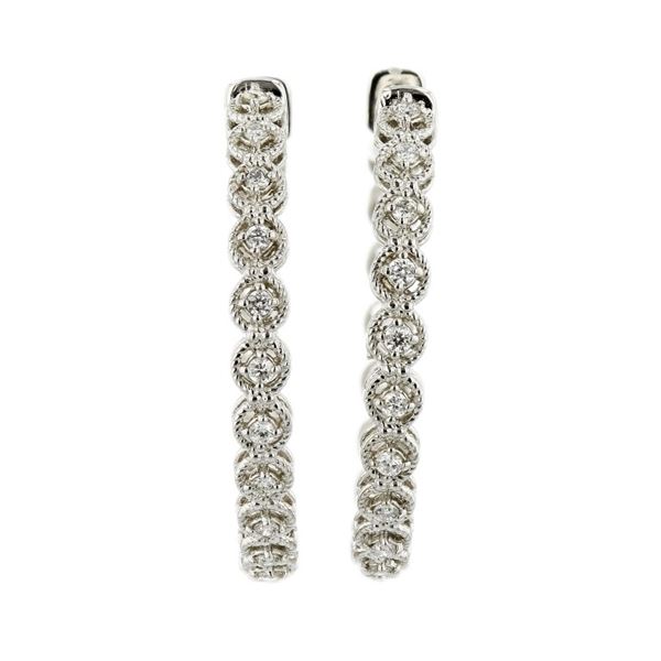 14K White Gold 0.65ctw Diamond Hoop Earrings