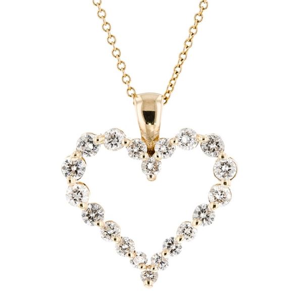 14K Yellow Gold 0.75ctw Diamond Heart Pendant