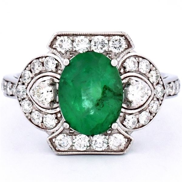 14K Gold 1.81ct Emerald & 0.72ctw Diamond Ring