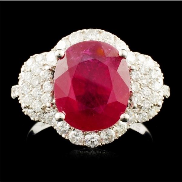 14K Gold 5.00ct Ruby & 1.00ctw Diamond Ring
