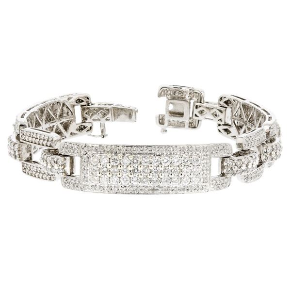 14K White Gold 8.20ctw Round Diamond Bangle