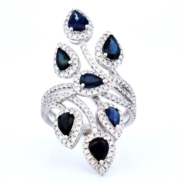 14K Gold 2.38ct Sapphire & 0.97ct Diamond Ring