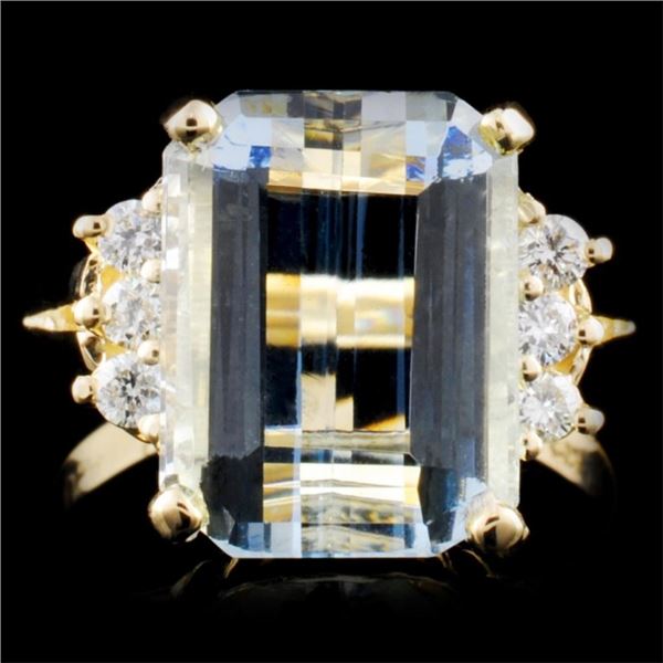 14K Gold 6.00ct Aquamarine & 0.15ct Diamond Ring