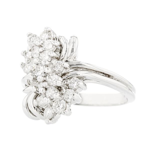 14K White Gold 1.44ctw Diamond Cluster Ring