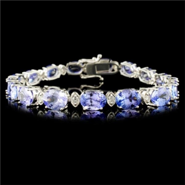 14K Gold 20.00ct Tanzanite & 0.80ct Diamond Bracel