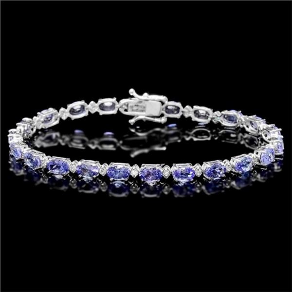 14k Gold 10.00ct Tanzanite & 0.50ct Diamond Bracel