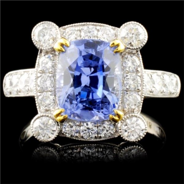 18K Gold 4.20ct Sapphire & 1.00ct Diamond Ring