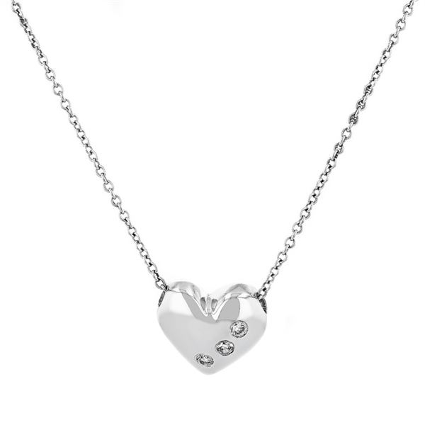 14K White Gold 0.05ctw Diamond Heart Pendant
