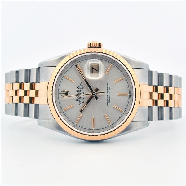 Rolex DateJust YG/SS Silver Index 36 Wristwatch