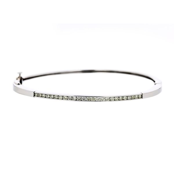 14K White Gold 0.65ctw Diamond Bangle