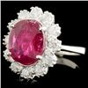 Image 2 : 14K Gold 5.00ct Ruby & 1.25ctw Diamond Ring