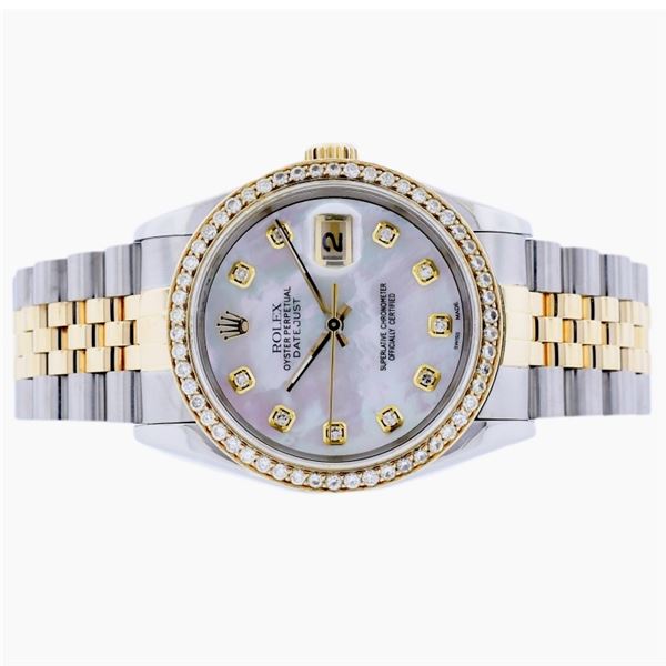 Rolex DateJust YG/SS White MOP 1.50ct Dia 36 Watch