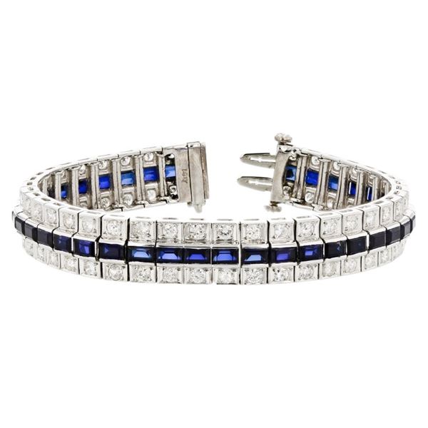 14K White Gold 6.00ct Sapphire & 2.20ctw Diamond B