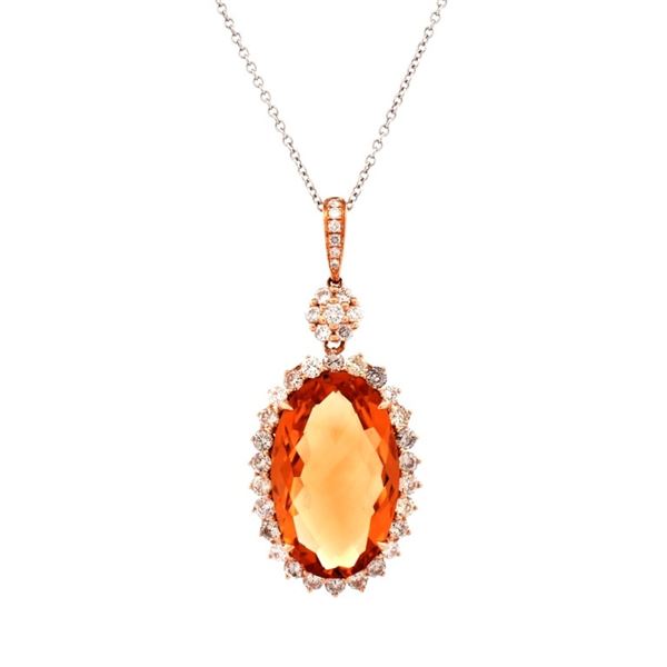 18K Rose Gold 8.25ct Citrine & 0.93ct Diamond Pend