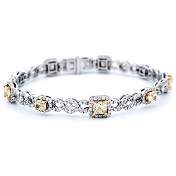 18K Gold 5.85ct Fancy Yellow Diamond Bracelet