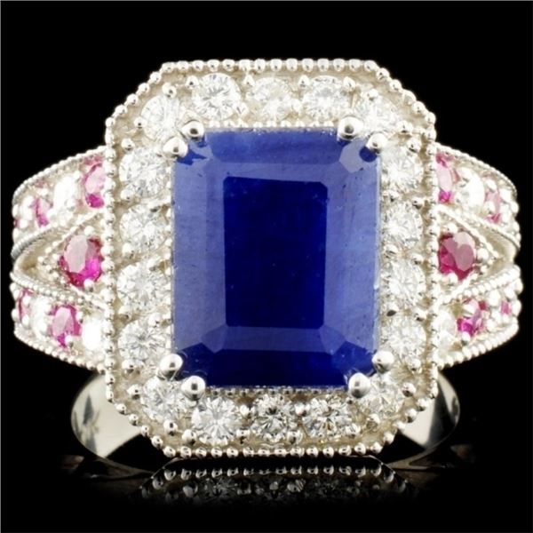 14K Gold 5.20ct Sapphire & 0.85ctw Diamond Ring