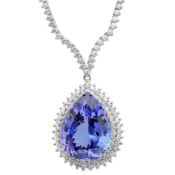 18K White Gold 52.75ct Tanzanite & 9.50ct Diamond
