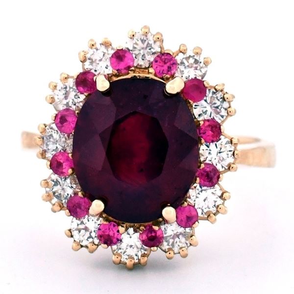 14K Yellow Gold 3.50ct Ruby & 1.20ct Diamond Ring